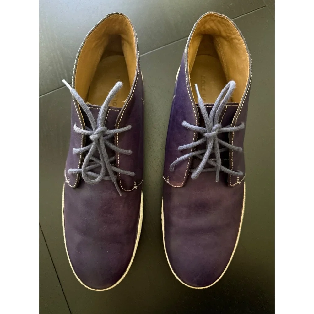 Cole Haan Men's Leather Chukka Boot Size 12M Purple Vibram Cupsole Lace-Up